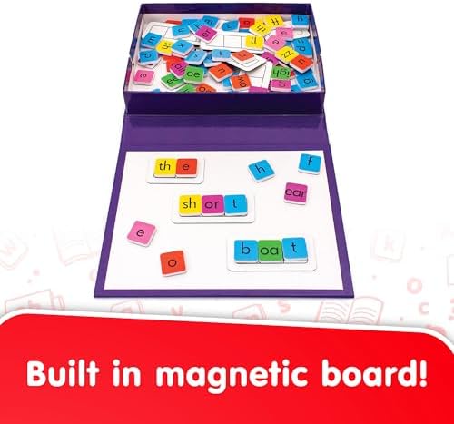 Junior Learning Rainbow Phonics Tiles with Built-in Magnetic Board Multi