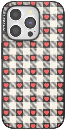 PopSockets iPhone 15 Pro Phone Case with MagSafe- Heartbreak Gingham