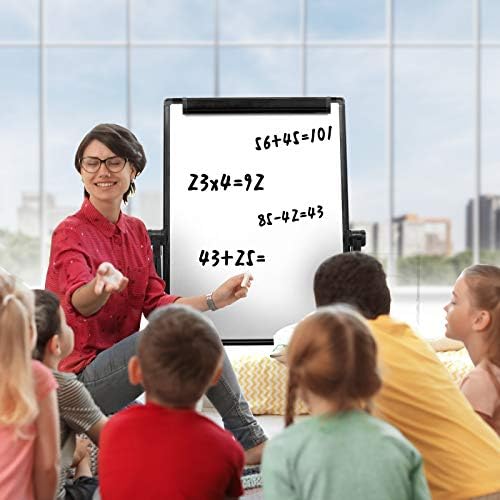 Dry Erase Board with Stand - Double Sided 28"x20" Portable Writing Whiteboards, Height Adjustable & 360° Rotating U Stand Magnetic Whiteboard for Home, School, Restaurant & Presentation