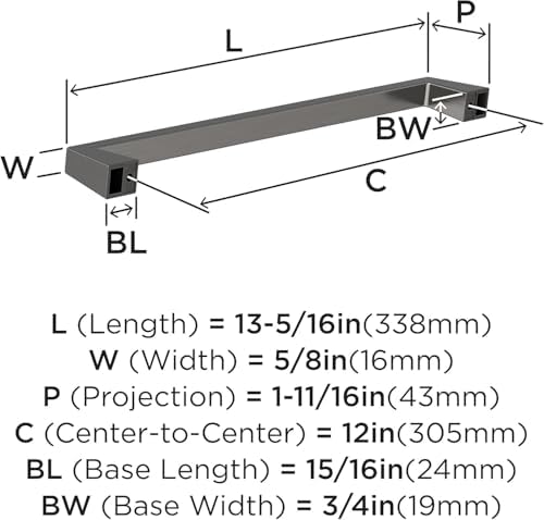 Amerock 12" Blackrock Gunmetal Appliance Pull