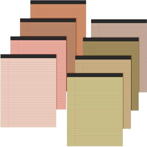 8.5'' x 11'' Colored Legal Pad Writing Wide Ruled, Assorted Colors, 8 Pcs