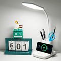 Upgraded 10W Wireless Charging LED Desk Lamp with Pen Holder, White