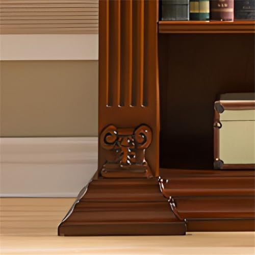 Sepia Timber Vertical Closed Back Organizer Shelf with 3/4/5 Shelves American Bookcase Retro Study Multi-Layer Bookshelf Storage Unit Floor-Standing Shelf Home Use Brown 37" L x 18" W x 87" H