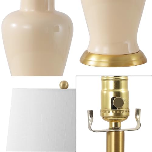 JONATHAN Y Julian Classic Ceramic Urn Metal LED Table Lamp 29", Almond