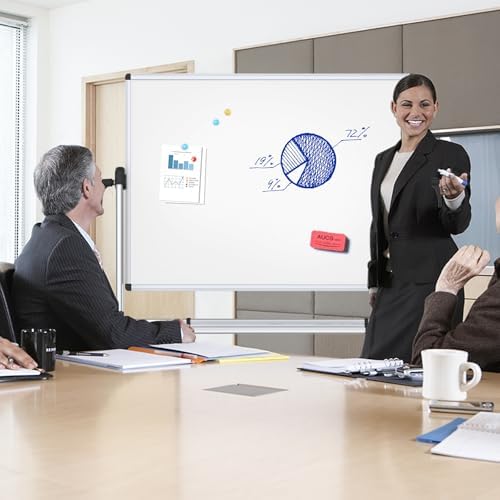 VIZ-PRO Double-Sided Magnetic Mobile Whiteboard, 48" x 36"