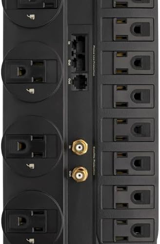Eaton Tripp Lite TLP1208SAT Home Theater Surge Protector Power Strip,12 Outlets,Flat Plug 8ft Extension Cord,2880 Joules Coax,RJ11 & RJ45 Port for Phone,TV,WiFi Router& Ethernet Protection,(Pack of 6)