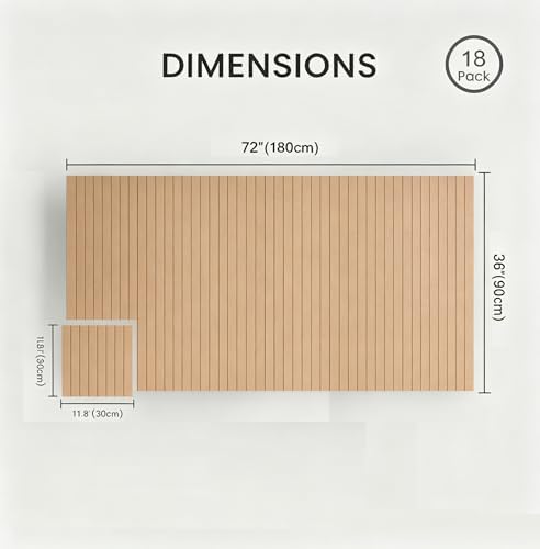 Large Felt Bulletin Board 72"x 36"-18 Felt Tiles Cork Board Wall Panels Home Office Wall Fabric Pin Board for Classroom/Kids Art Display/Photo Picture Wall/Acoustic,Self-Adhesive,Dark Camel