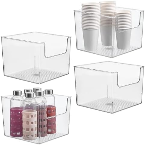 iDesign Open-Front Storage Bin, Set of 4, Clear