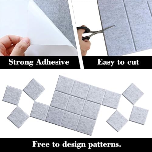 6 Packs White Cork Board Felt Board Tiles, Bulletin Board 12"X12" with 30 Push Pins, Felt Board for Home Kitchen Office Decor, Self-Adhesive Corkboard Tiles for Walls School Message Display Board