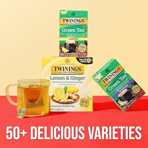 Twinings Green Tea with Lemon Caffeinated Tea Bags, 20 CT Box (6 Pack)