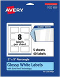 Avery® Rectangle Labels, Sure Feed® Technology, 2" x 3", 40 Glossy White Labels (36460)