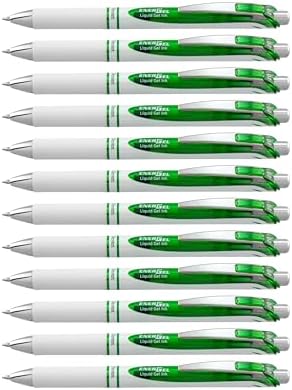 Pentel EnerGel Pearl Retractable Liquid Gel Pen, (0.7mm) Metal Tip, Medium Line, Lime Green Accent, Lime Green Ink, 12 pack (BL77PW-K)
