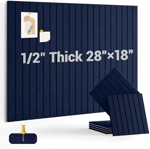 28" x 18" Felt Bulletin Board Tiles 1/2" Thick, Dark Blue