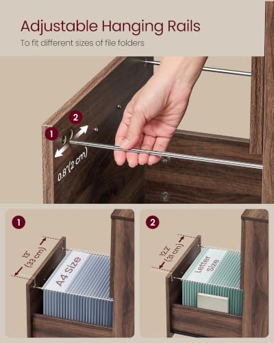 VASAGLE 2-Drawer File Cabinet, Small Rolling Filing Cabinet