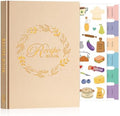 Lanpn A5 Blank Recipe Book Cookbook to Write in Your Own Recipes, Leather Cover Waterproof Empty Cooking Journal for 70 Recipes, Recipe Notebook with Stickers to Organize Your Family Recipes, Oat