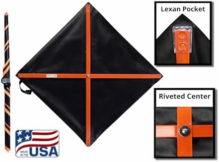 Traffic Roll-Up Sign Kit with Stand – Collapsible Safety Sign & Heavy-Duty Portable Stand, High Visibility, Easy Setup (Flagger Ahead, Non-reflective)