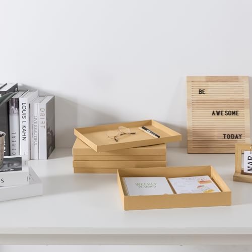 Soul & Lane - Letter Size Document Storage Boxes with Lids, Set of 3, Kraft | Flat Cardboard Paper Organizers for Letters, Files, Photos and Crafts, Stackable Office Keepsake Storage for Manuscripts