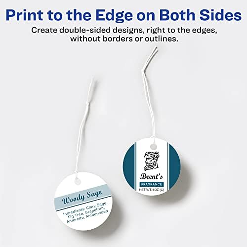 Avery Round Tags, Sure Feed Technology, 2" Diameter, Matte White, Strings Included, 600 Total, Print-to-The-Edge, Laser/Inkjet Printable (80512) (Pack of 5)