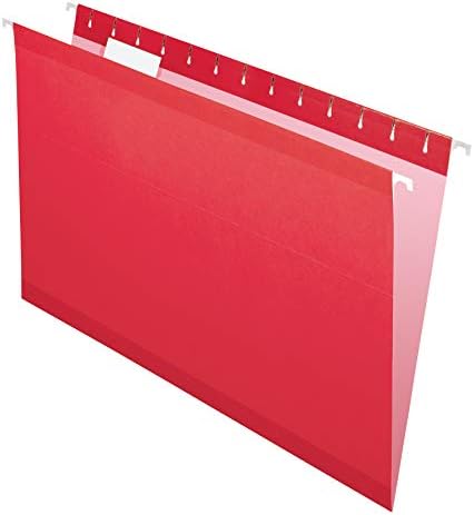 Pendaflex Reinforced Hanging File Folders, Legal Size, Red, 1/5 Cut, 25/BX (4153 1/5 RED)