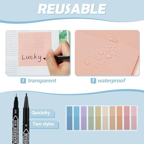 Jutom 39 Pcs Aesthetic Book Annotation Kit,Light Blue,Cute Style
