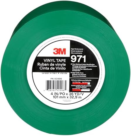 3M Durable Floor Marking Tape 971, Green, 4 in x 36 yd, 17 mil, 1 Roll