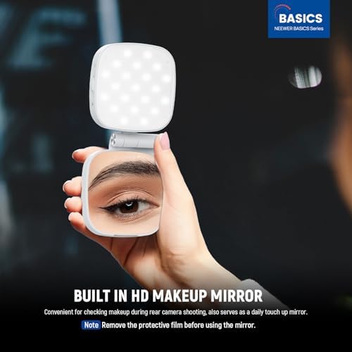 NEEWER Basics Magnetic Selfie Light Compatible with MagSafe iPhone, 2W CRI95+ Bi Color Swivel Small LED Phone Fill Lighting, 680lx/0.3m, Mirror for Vlog Recording Makeup Video Conference, NL45B White