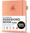 Clever Fox Password Book with Alphabetical Tabs, 7"x10" Keeper Peach Pink