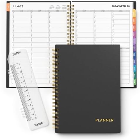SUNEE 2026-2027 Appointment Book, Quarter-Hourly, Weekly & Monthly - from July 2026 to June 2027, 6.4"x8.3" Academic Planner, Flexible Cover, Note Pages, Bookmark, Spiral Binding, Abstract