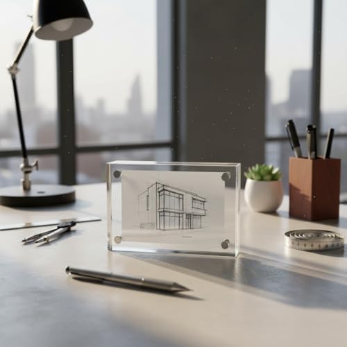 Azar Displays 104438 Clear Acrylic Magnetic Photo Frame Block 4.5x3