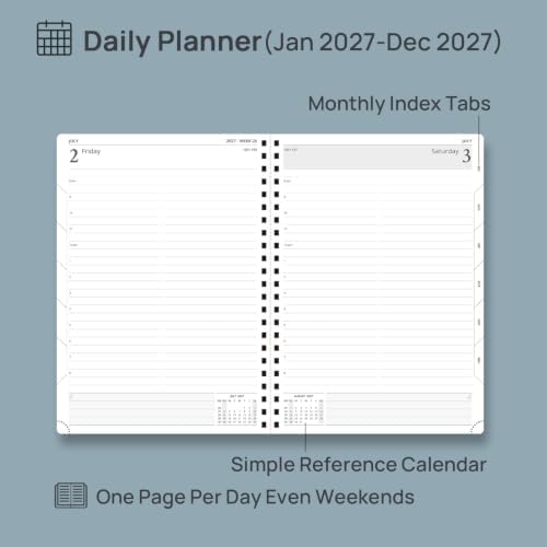 POPRUN 2027 Daily Planner One Page Per Day, Large 8.5" x 12" Calendar Book