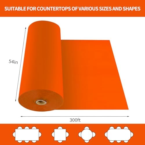 CXPSINC 54 Inch X 300 Feet Plastic Table Cover Roll Disposable Tablecloth with Slide Cutter for All Type/Shape Tables | Party, Banquet, Birthdays, Weddings(Orange, 300 Feet