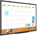 Calendar Whiteboard for Wall, 36" x 24" Dry Erase Month White Board Black