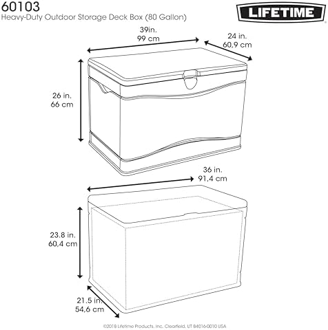 LIFETIME 60103 Deck Storage Box, 80 Gallon, Desert Sand/Brown