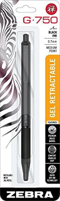 Zebra Pen G-750 Black Brass Retractable Gel Pen, Black Ink, 0.7mm, 1-Pack