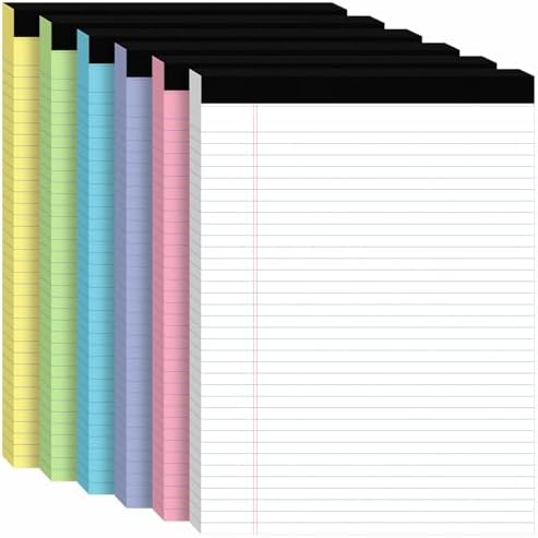 6pcs Legal Pads 8.5 x 11, Perforated Colored Notepad 8.5x11, 50Sheets/Pad
