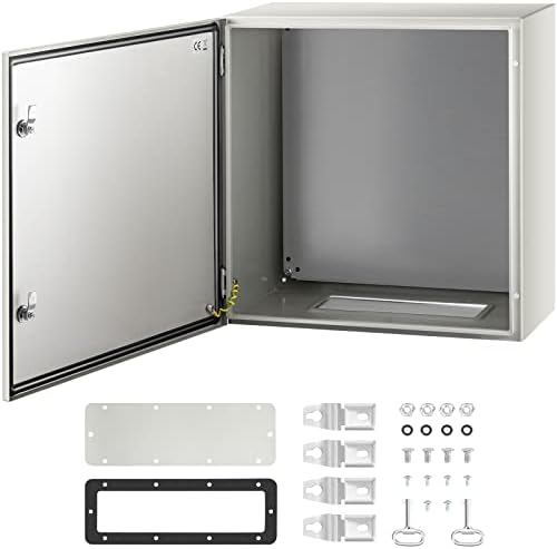 VEVOR NEMA Steel Enclosure, 24 x 24 x 12'' NEMA 4X Steel Electrical Box, IP66 Waterproof & Dustproof, Outdoor/Indoor Electrical Junction Box, with Mounting Plate