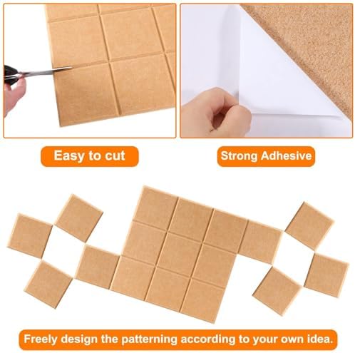 Bulletin Board 6 Pack Large Pin Board 11.8" x 11.8", Felt Board Tiles with 30 Push Pins Alternative to Cork Board for Wall Damage-Free, Self Adhesive Notice Board Memo Board for Home Office