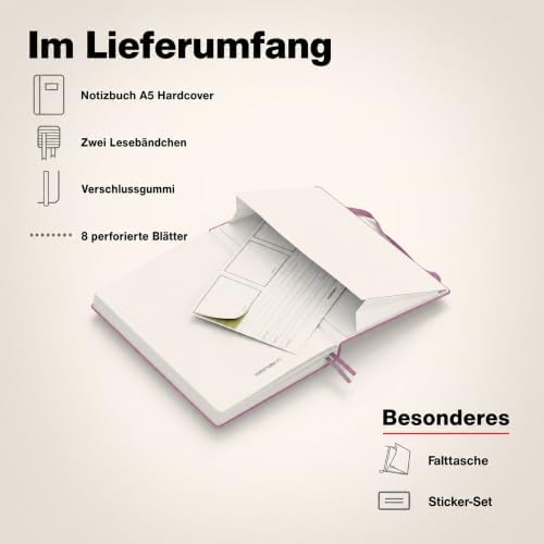 LEUCHTTURM1917 - Notebook Hardcover Medium A5-251 Numbered Pages for Writing and Journaling - Thinking Ahead (Plain Paper, Dusty Rose)