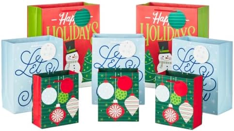 Hallmark Christmas Gift Bags, 8-Pack (Ornaments, Snowman, Let it Snow)