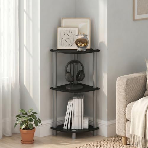 Furinno Turn-N-Tube Toolless Assembly 3-Tier Storage Shelves, Black