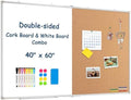 Large White Board Dry Erase Foldable Cork Board Combo 60x40 for Wall