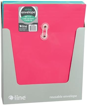 C-Line Reusable Poly Envelope with String Closure, 1-Inch Gusset, Top Load, Letter Size, Pack of 24 Envelopes, Assorted Colors (58020)