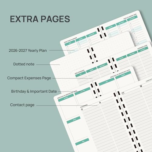 POPRUN Pocket Planner 2026-2027, Small 3.5''x6.5'' Academic Pocket Calendar