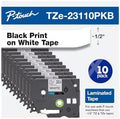 Brother Genuine P-Touch, TZe-231 10-Pack Tape (TZE23110PK) ½â€ (0.47â€) x 26.2 ft. (8m) (Pack of 10) Laminated P-Touch Tape, Black on White