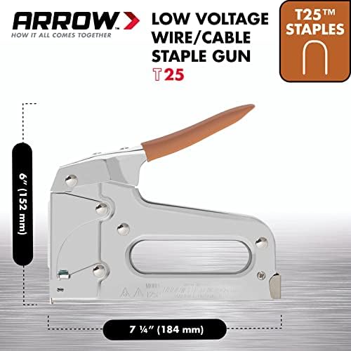 Arrow T25 Heavy Duty Staple Gun for Low Voltage Cables and Wires up to 1/4-Inch Diameter - Silver