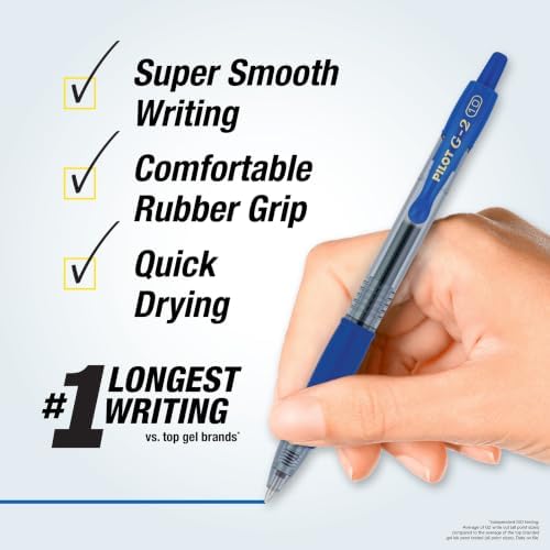 PILOT G2 Premium Gel Roller Pens, Blue Ink Pens Bold Point, Pack of 14