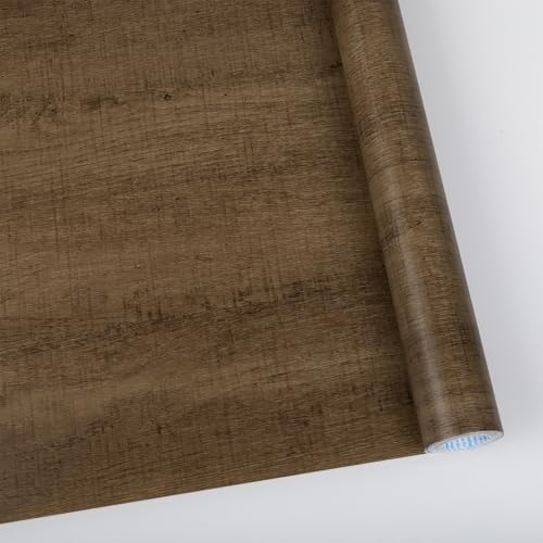 Abyssaly Wood Contact Paper, Walnut Wood Peel and Stick Wallpaper for Cabinets, Self Adhesive Waterproof Wood Grain Wall Paper Easy to Clean for Furniture Countertops Drawer Shelf Liner 15.7" x 275"