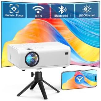 AuKing 2500ANSI 4K Outdoor Projector with WiFi and Bluetooth, 6D/4P Keystone, 50% Zoom, 300" Movie Projector for Laptop/HDMI/USB/TV Box/Android/iOS