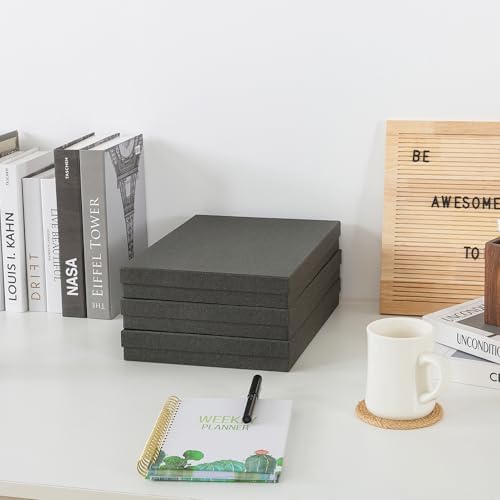 Soul & Lane - Letter Size Document Storage Boxes with Lids, Set of 3, Gray | Flat Cardboard Paper Organizers for Letters, Files, Photos and Crafts, Stackable Office Keepsake Storage for Manuscripts