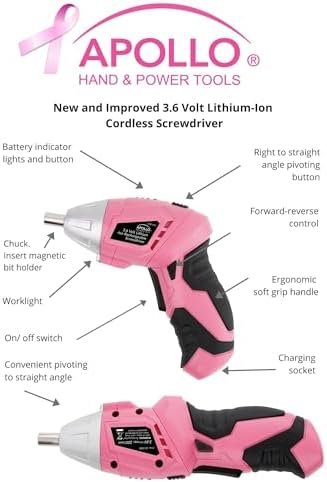 Apollo Tools 135 Piece Household Tool Set, Pink DT0773N1